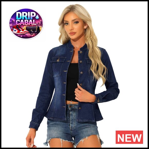 Classic Denim Jacket Women's Regular Fit Long Sleeve Button Pocket Casual